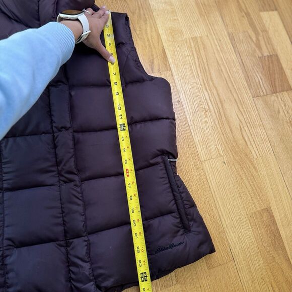 Eddie Bauer Women’s Premium Goose Down Puffer Vest Winter Cabin Cottage Brown M - Picture 8 of 16